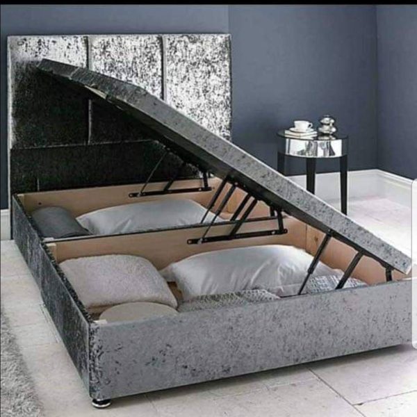 Crushed Velvet Divan Side lift Storage Bed