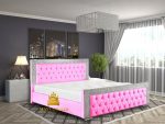 Glitter Fabric Border Leather Sleigh bed - Image 3