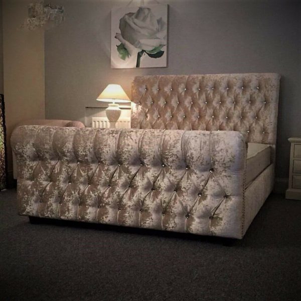 Scroll Chesterfield Sleigh Bed Frame