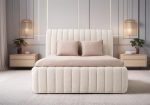 Boucle Teddy Fabric Panel Design Bed