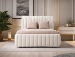 Boucle Teddy Fabric Panel Design Bed - Image 2